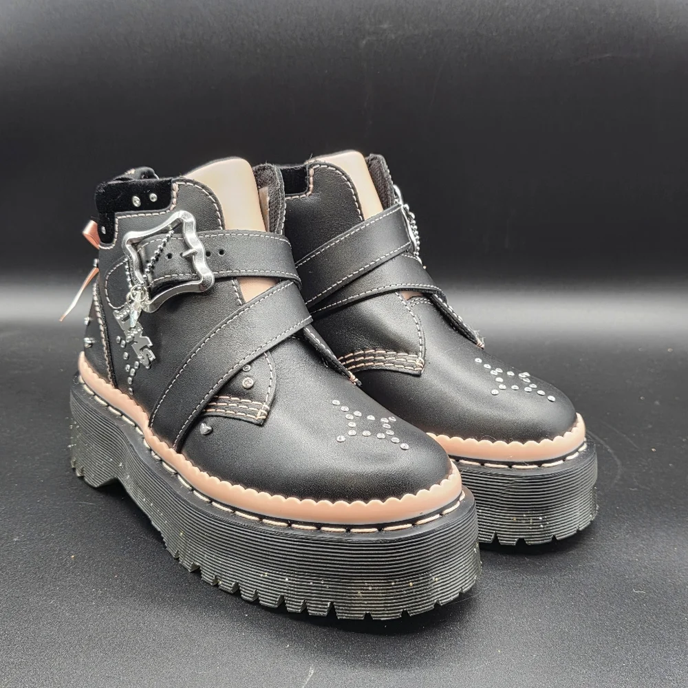 Dr. Martens Women's Caitie Leather Buckle Platform Boot